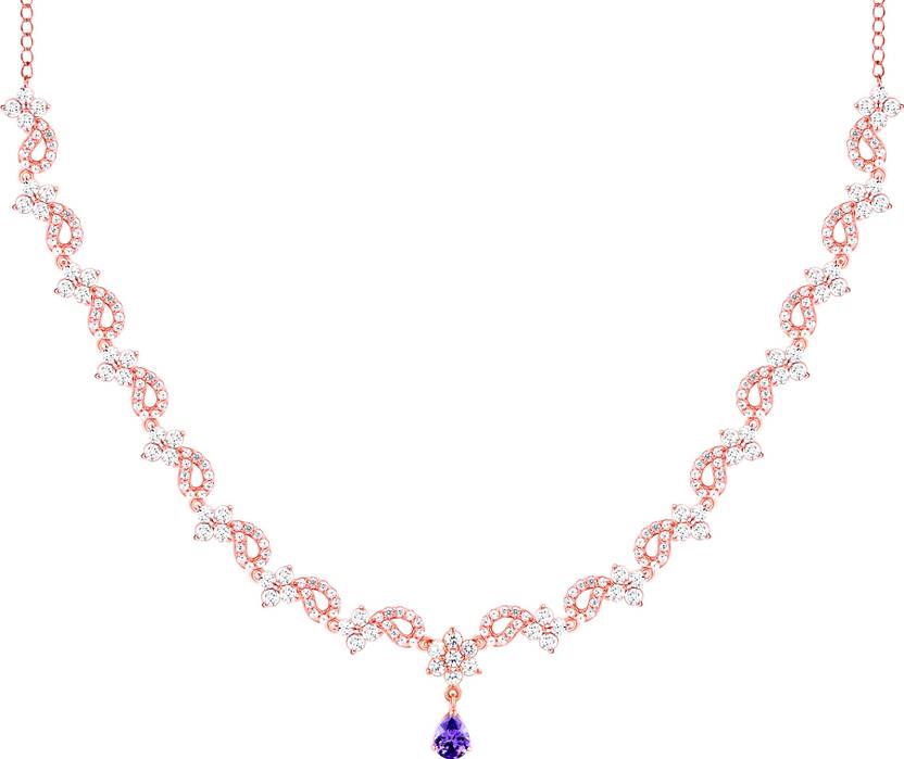 Rose Gold Sterling Silver CZ Bridal Necklace - Image 3