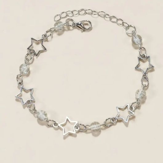 Natural Agate Stone Silver Bracelet
