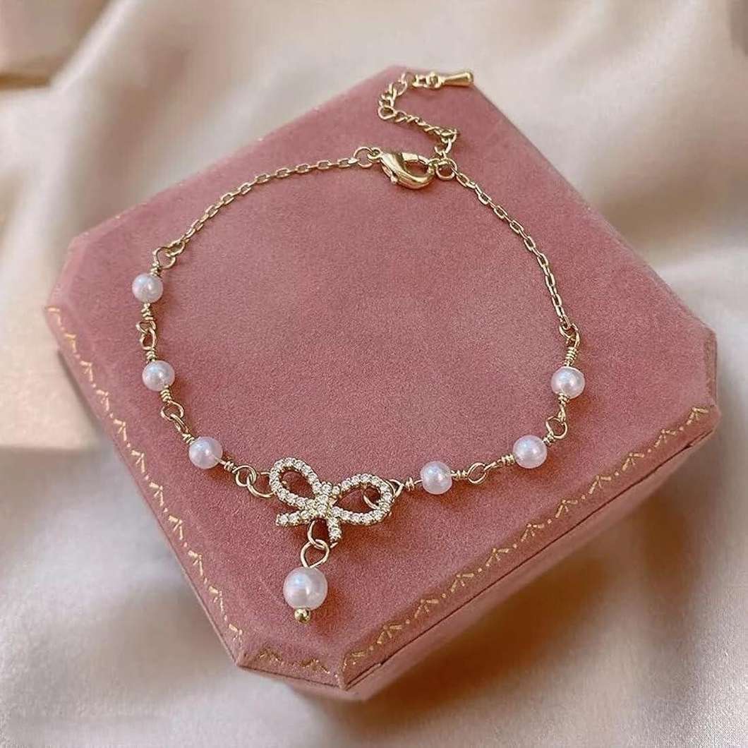 Cubic Zirconia Gold-Plated Alloy Bracelet
